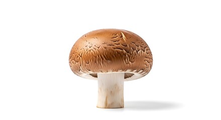 Single Portobello Mushroom Isolated on White Background