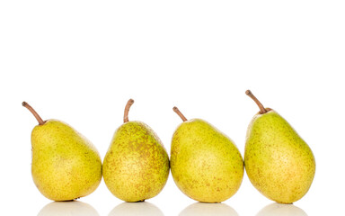 Sweet pear on white background, macro.