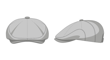 Flat Cap Vector Mockup a clean front and side views