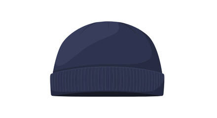 Docker Hat Vector Mockup – Clean Front View, Navy Blue Winter Palette, Flat Modern Style, Isolated on White Background