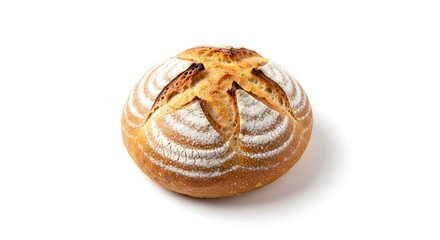 Rustic Sourdough Bread Loaf Isolated on White Background