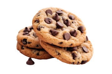 Freshly baked chocolate chip cookies arranged in a stack on a clean surface, inviting and warm, perfect for dessert or a snack any time of day