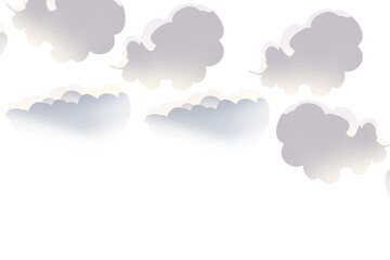 Pastel clouds in a seamless pattern isolated on transparent background