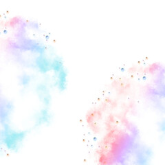 Pastel watercolor background with golden glitter isolated on transparent background