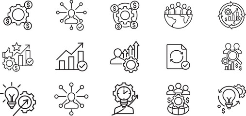 Black hand-drawn sketch set of nature icons, including flower, heart, leaves, and tree vector illustrations for web design decoration