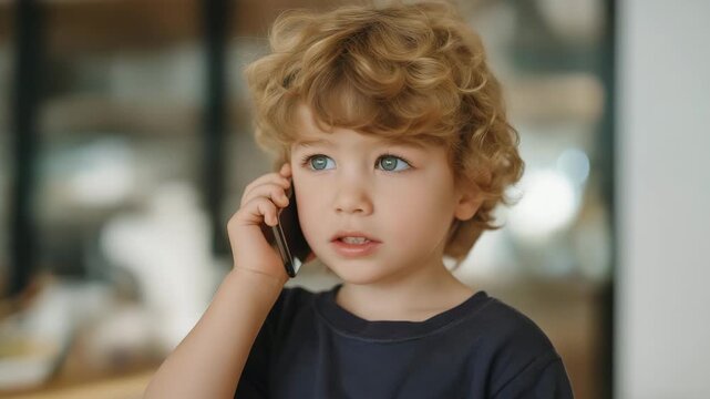 Young child nervously dialing 911 on a smartphone at home, emotion of urgency and fear visible, representing emergency awareness, child safety education, and quick response during crisis situations