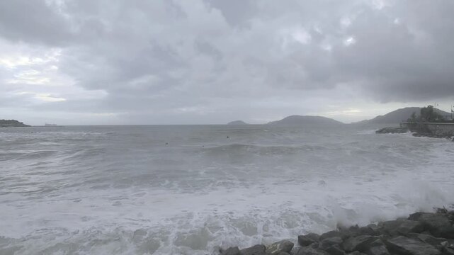 Storm in ligurian sea , in San Terenzo in the beach of venere Azzurra