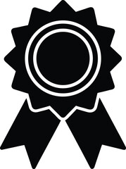 Black Rosette Award Badge Icon with Ribbons