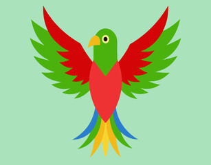 Colorful parrot flying up