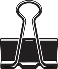 Black Silhouette of a Binder Clip on a White Background paper clip stationery