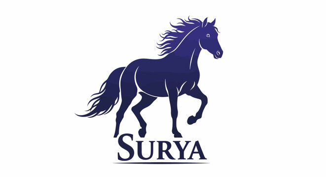 Elegant Horse Silhouette A Symbolic Representation of Strength and Grace with the word Surya