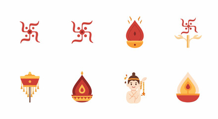 Collection of Hindu religious symbols and icons, perfect for digital use