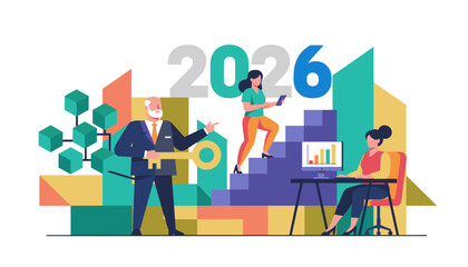 Business team achieving 2026 goals strategy progress and success keys