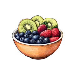 festive fruit bowl hand drawn vector illustration