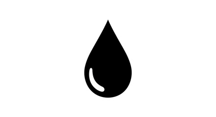 Minimalist black water drop symbol on white background