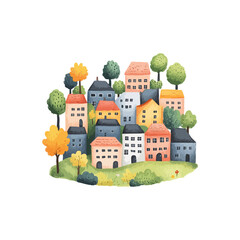 Fototapeta premium urban scene lanscape hand drawn vector illustration