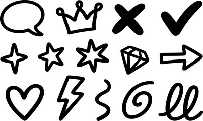 Hand Drawn Doodle Icon Set for Web Design and Decoration