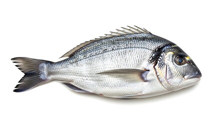 Fototapeta premium Fresh Sea Bream Fish Isolated on White Background