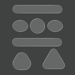  Abstract liquid glass  elements and shapes on gray background.outlines.Light frame liquid glass, glass panel set, tech board frame in futuristic style.