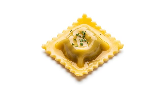 Delicious Square Ravioli with Green Filling and Garnish