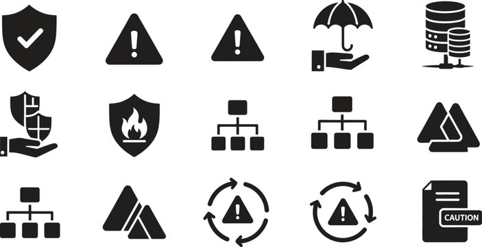 Collection of security risk network and protection vector icons design