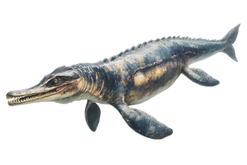 Marine reptile isolated on transparent background, a prehistoric predator of the sea