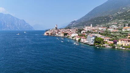Fototapeta premium Malcesine Lake Garda Italy drone,aerial