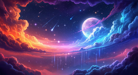 colorful clouds with a beautiful background of stars in outer space