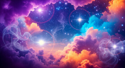 colorful clouds with a beautiful background of stars in outer space