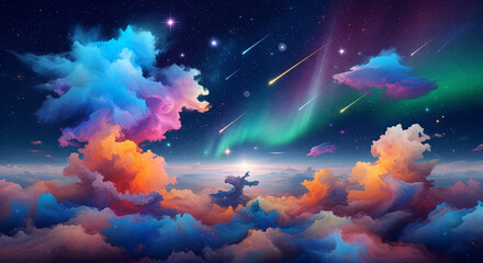 colorful clouds with a beautiful background of stars in outer space
