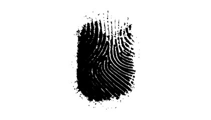 Single fingerprint against a bright white background. Vector black fingerprint on a white background. High-quality black fingerprint isolated on a white background, biometric ID scan. 