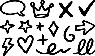 Hand Drawn Sketch Symbols Collection for Graphic Design Elements Art
