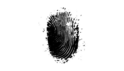 Single fingerprint against a bright white background. Vector black fingerprint on a white background. High-quality black fingerprint isolated on a white background, biometric ID scan. 