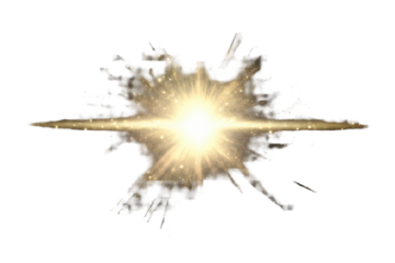 Bright light burst effect isolated on a transparent background, showcasing dynamic energy and radiance in an artistic display