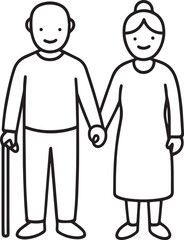 Obraz premium Elderly Couple Holding Hands (Minimalist)