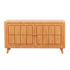 3D Render of Wooden Cabinet Furniture with Two Doors