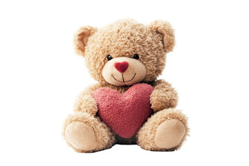 Obraz premium Cute teddy bear holding a heart, perfect companion for expressing love and friendship on special occasions, suitable for kids and adults alike in any cozy setting