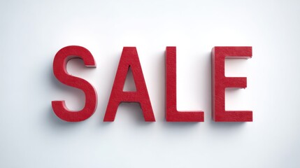 prominent red sale letters white background