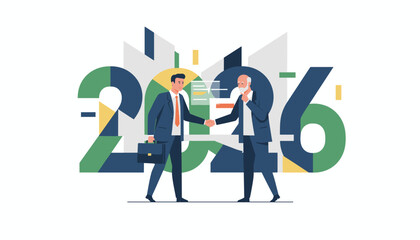 2026 business agreement and handshake between two corporate partners New year success concept