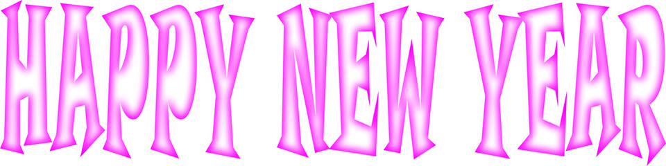 Happy New Year Text PNG in Bright Magenta Color with Transparent Background