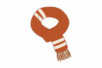 Cozy orange scarf with white stripes on neutral background, concept of New Year SVG  