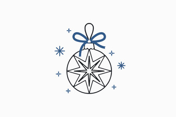Decorative Christmas ornament with bow and snowflakes for New Year SVG  