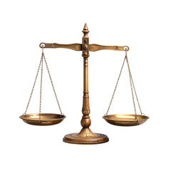 Photo of wooden balance scale isolated on transparent background 