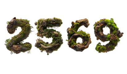 Nature-inspired numeric art display outdoor forest setting digital content vibrant environment close-up view organic creativity