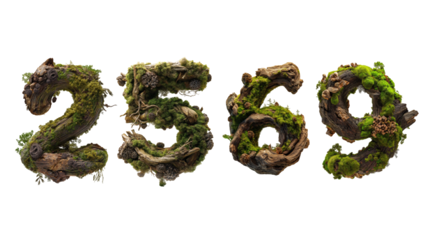 Nature-inspired numeric art display outdoor forest setting digital content vibrant environment close-up view organic creativity