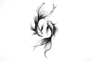 Dynamic koi fish artwork underwater scene digital illustration minimalist aesthetic close-up view serenity and flow