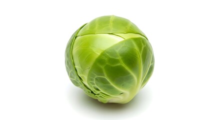 Fresh Green Brussels Sprout Isolated on White Background