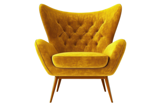 Mustard yellow side chair with a sleek design perfect for modern interiors or cozy reading nooks in a bright and open space