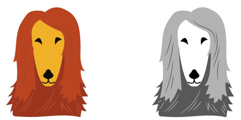 Set of cute Yorkshire Terrier (Yorkie) dog head vector illustrations with long hair and flat design.