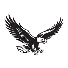 Fototapeta premium Eagle silhouette in flight vector illustration with wings spread symbolizing freedom and nature
